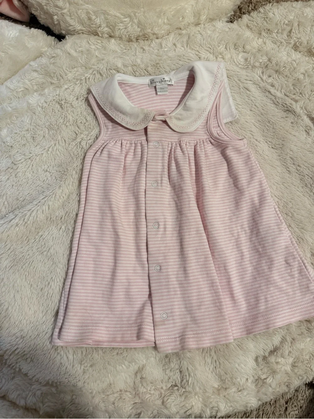 Pink Striped Baby Dress Set with Sailboat Embroidery
